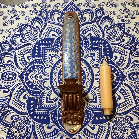 Boho Handmade Artisan Clay Pottery Candle Sconce - Picture 6 of 14